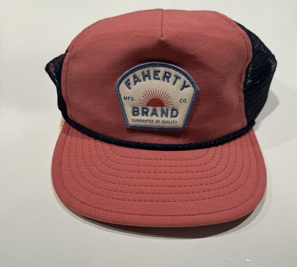 Faherty All Day Sun Trucker Hat Summer Red One Size